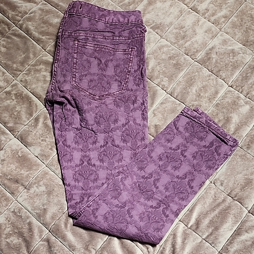 Free People Purple Patterned Skinny Jeans